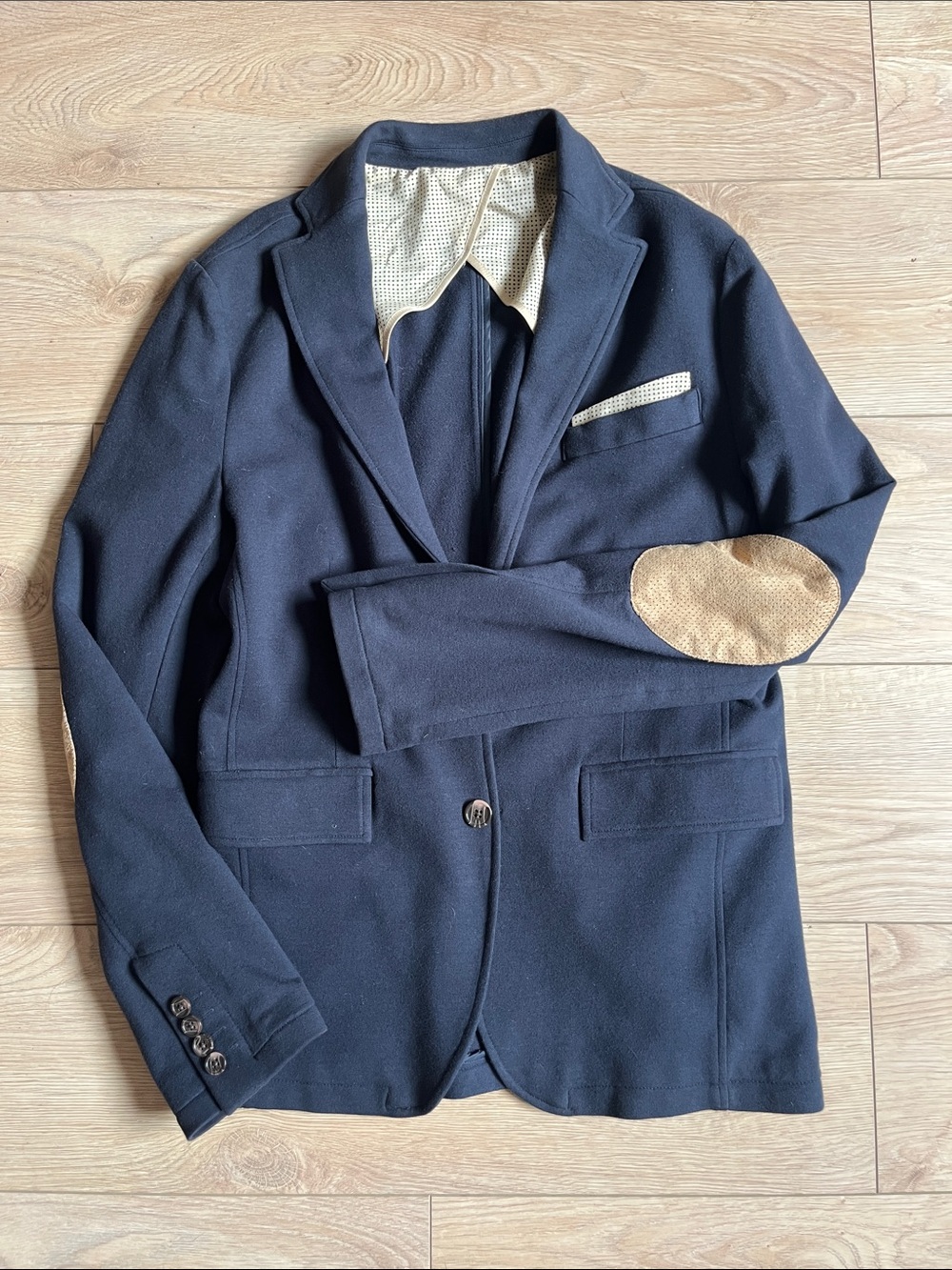 Hydrogen Navy Blazer with Tan Elbow Patches